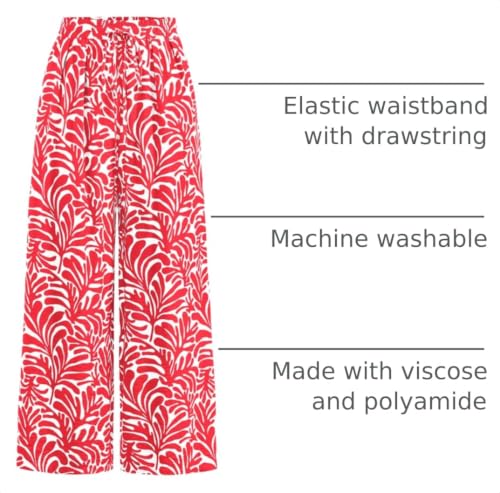 Image of PRETTYGARDEN Womens Pants Elastic Waist Striped Lightweight Palazzo Pant | Casual Lounge Wide Leg Pants Woman with Pockets, Floral Print, Gingham Textured Cute Pants, Drawstring, Flowy Summer Outfits