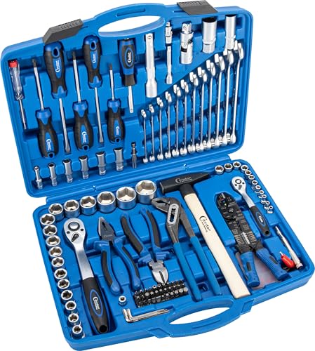 Condor Werkzeug 2156 | Werkzeugkoffer | 156-tlg. | 1/4' + 1/2' | 6-kant 4-32 mm | Werkzeugset mit Stecknüssen Schraubendreher Hebelumschaltknarre Schlosserhammer für Werkstatt und Heimwerker