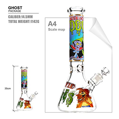 REANICE Durchmesser Bongs 35cm Recycler Glas Wasserpfeife Bong mit Downstem Bowl Cartoon Bubblers Pipes – Bild 3