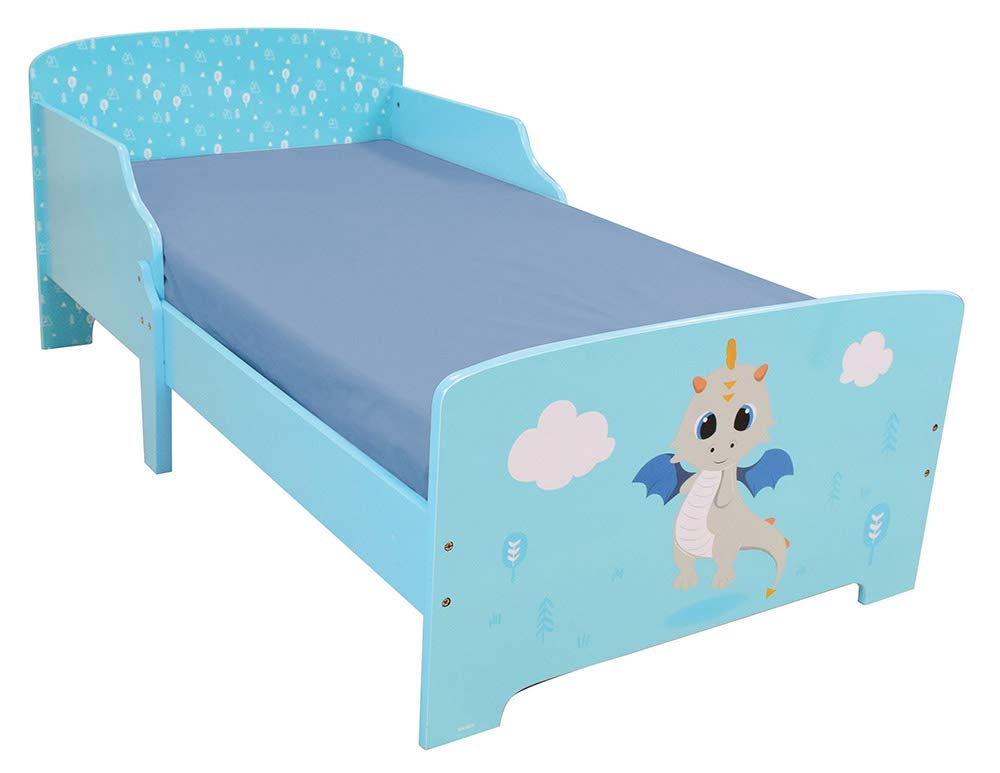 Fun House 713303 Leon Le Dragon Lit pour Enfant 140 x 70 cm avec sommier à Lattes sans Matelas, 1 Personne, Bleu
