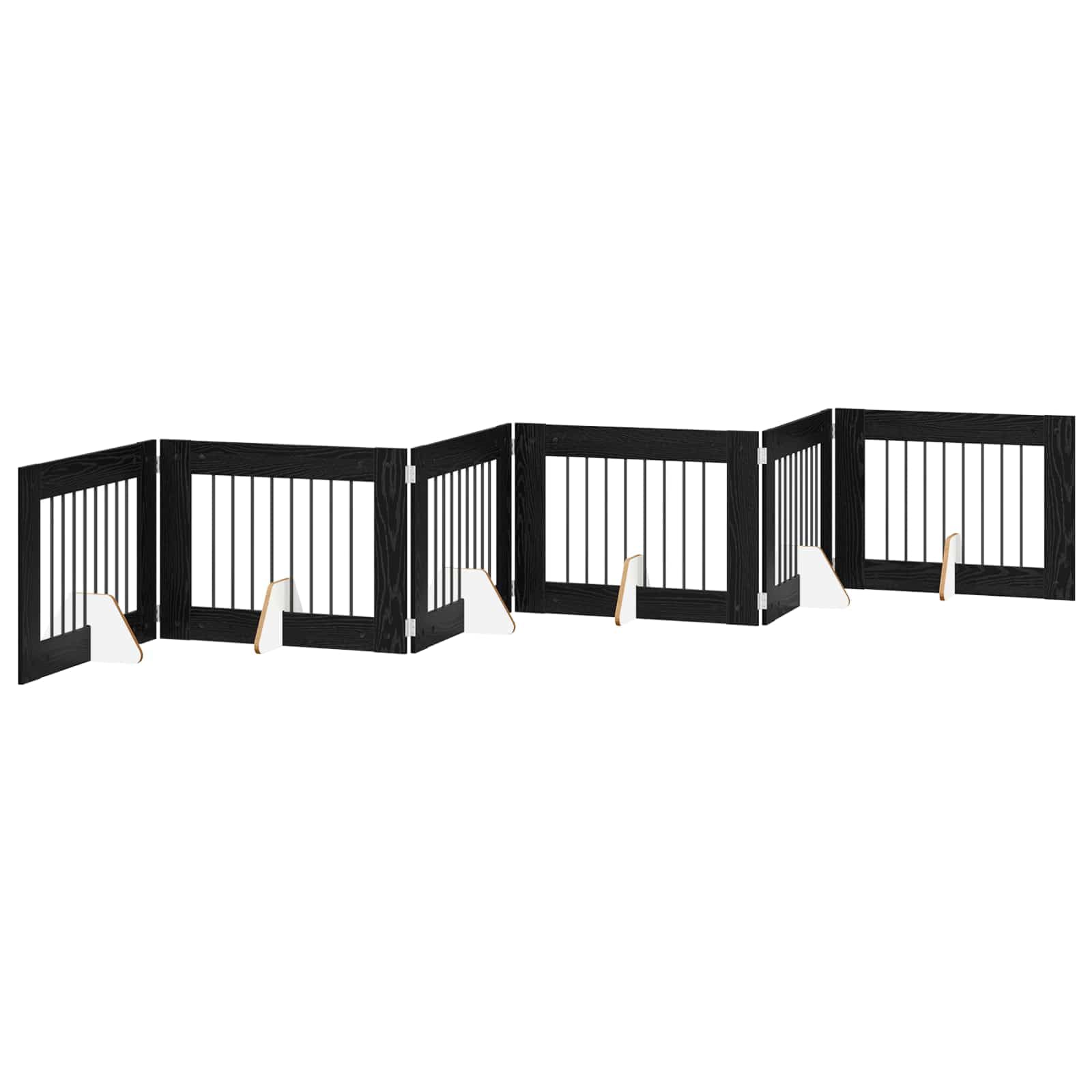 Portería para perros con soporte 6 piezas de roble negro 80 x 60 cm plegable y portátil, perrera de metal como barrera para interiores, protección y seguridad para cachorros y perros mientras