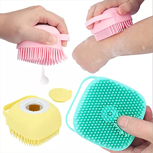 Image of Silicone Soft Bath Body Brush with Shampoo Dispenser Scrubber-use in Shower Deep Cleaning Gentle Scrub Massage for Children, Men Women