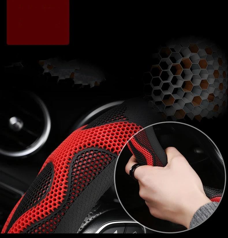Lenkradbezug, O-Form, D-Form, 38 cm, Leder, rutschfest, Schutzhülle für Seat Leon MK1, MK2, MK3, Schwarz, D-Form