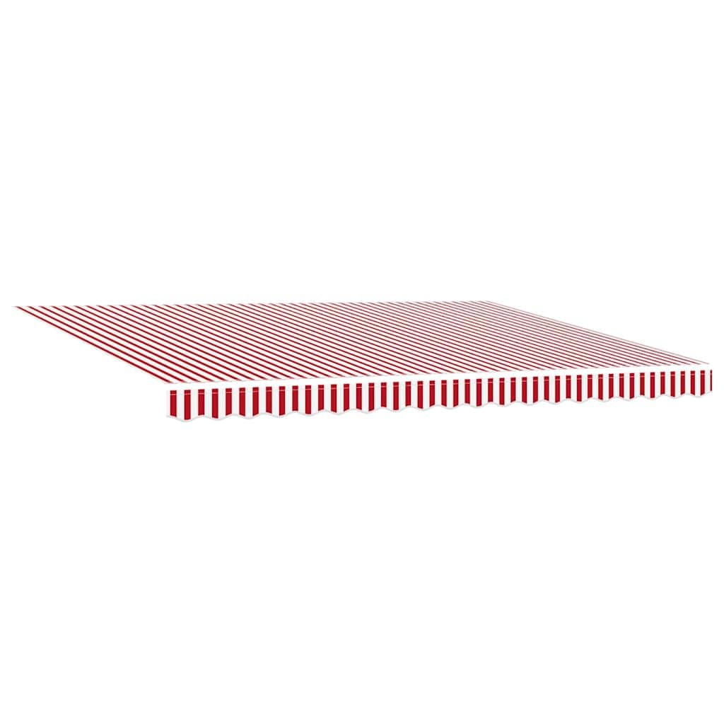 Tenda da sole motorizzata con braccio snodato rosso bianco, 450 x 300 cm, tenda da sole da esterno con motore e manovella manuale, poliestere idrorepellente con rivestimento in PU, acciaio verniciato