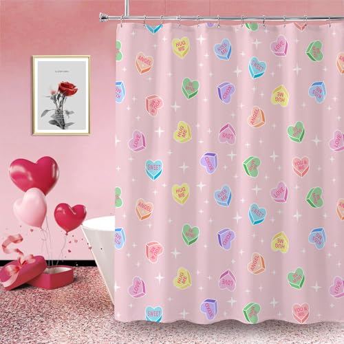 ZORKET Pink Valentines Day Shower Curtain Bathroom...