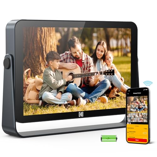 KODAK Cadre Photo Numérique WiFi-10,1 Pouces 1920x1200 IPS HD Écran Tactile, 4000mAh Batterie, 32Go Stockage, Cadre Photo Électronique Permet de Partager des Vidéos/Images, Utilisable sans Fil