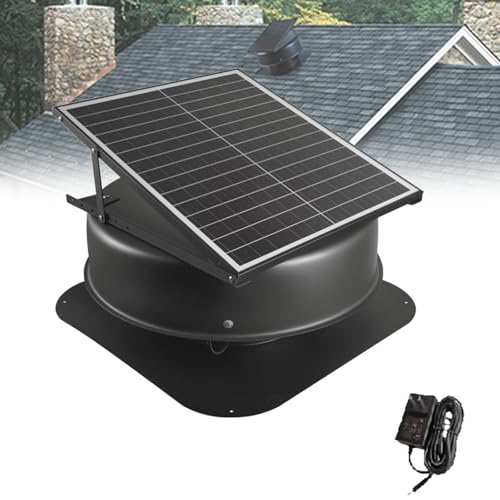 Ventilatore solare da tetto, con telecomando, copertura in alluminio antipioggia, motore a frequenza variabile DC brushless per casa, garage, camper