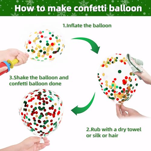 60pcs Christmas Balloons,12Inch Red Green White Gold Confetti Latex Balloons for Christmas New Year Carnival Festival Party Decorations - Image 8