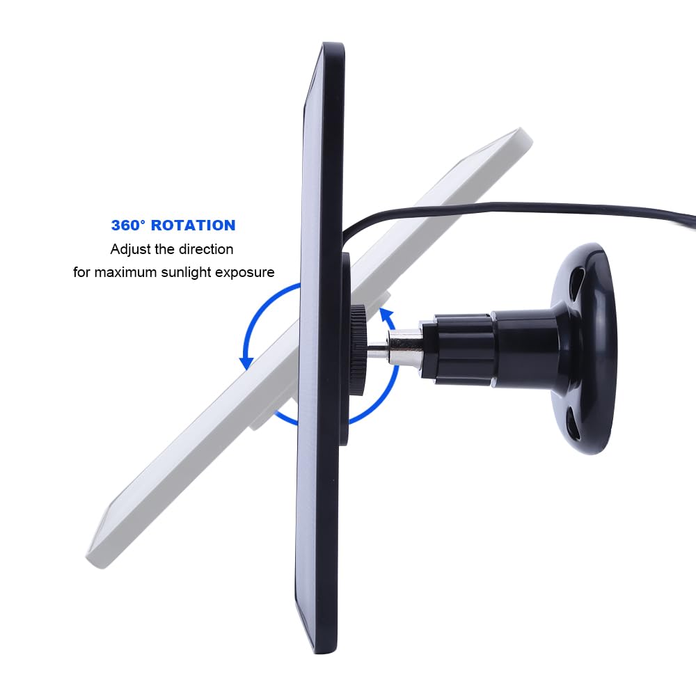 Panel de carga solar de 4 W, 5 V, impermeable, cargador de batería solar de 360°, soporte ajustable con cable de carga de 9.8 pies para timbre de video Ring 4/3/2