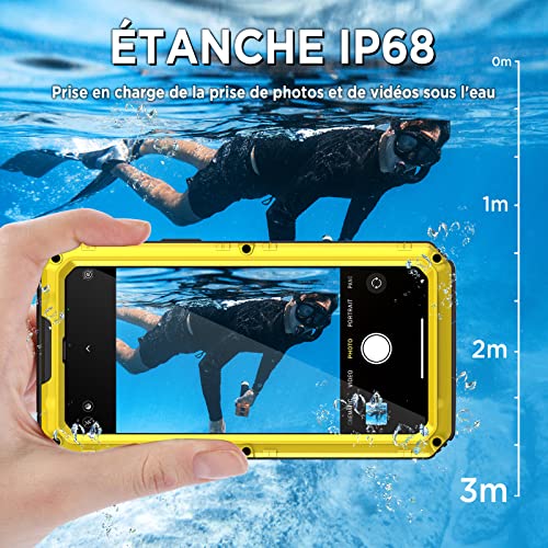 Coque étanche iPhone 13 Pro antichoc jaune évite les écrans brisés