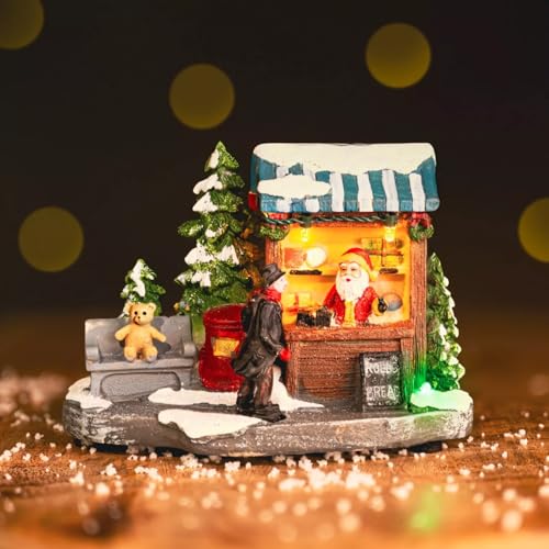 Garden Mile Traditional Light Up Christmas Village Sets Battery Operated LED Multicolored Xmas Ornaments for Indoors Christmas Village Sets Christmas Ornaments Home Decoration Table Mantlepiece Window