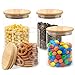 LG Luxury & Grace Pack 4 Bocaux en Verre, 0,75 L (13,5x10 cm). Pots de Cuisine avec Couvercle en Bambou. Boîtes Hermétiques pour Aliments avec Anneau en Silicone. Pots avec Étiquettes et Marqueurs.