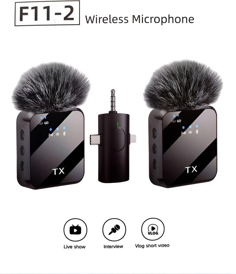 Image of Wireless Microphone, Mini Portable Recording Clip Mic with Receiver for All Type-C, Micro U Mobile Phones Camera Laptop for Vlogging YouTube Online Class, Zoom Call (F11)