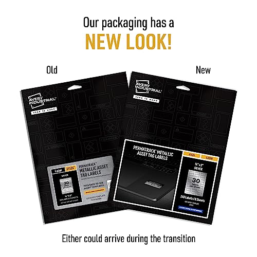 Image of Avery Metallic Asset Tag Labels, 3 /4 x 2, Laser Printable Tags, 240 Waterproof Labels (61524)