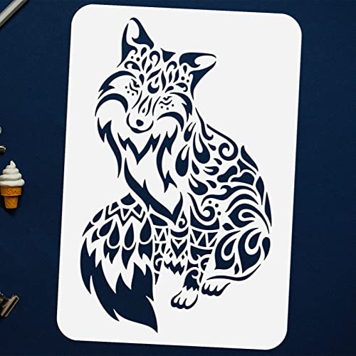 FINGERINSPIRE Fox Stencil 21x29.7cm Reusable Mandala Fox Painting Template DIY Craft Sitting Fox Drawing Stencil Animal Theme Stencil for Painting on Wood, Floor, Wall and Furniture - Image 3