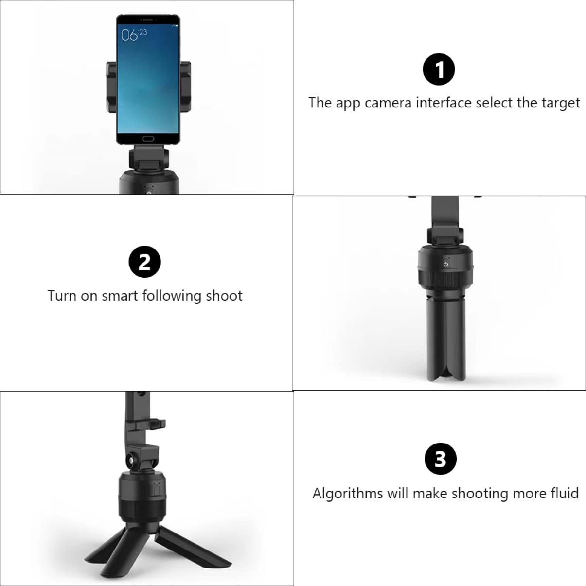 Uonlytech Soporte Giratorio para Teléfono Seguimiento Facial Trípode Inteligente Cardán 360 Grados