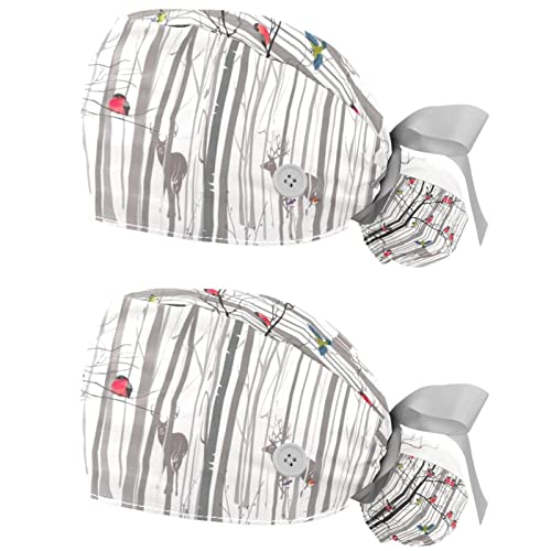 Casquettes de travail anti-transpiration à motif oiseaux de la forêt