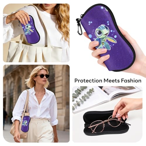 Image of Sunglasses Case with Belt Clip, Ultra Light Neoprene Zipper Soft Padded Glasses Case for Women Men