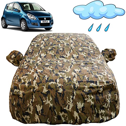 Image of Autofact Waterproof Car Body Cover Compatible with Maruti Ritz (2009 to 2017) with Mirror Pockets (Camouflage Design)