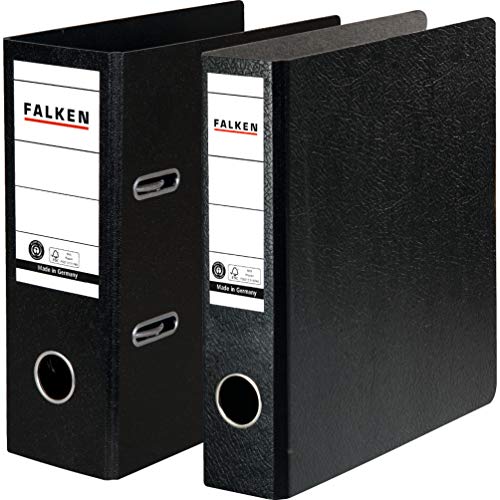 Original Falken Ordner Sonderformat Hartpappe. Made in Germany. 8 cm breit DIN A5 hoch schwarz Rezepte Ringordner Aktenordner Briefordner Büroordner Pappordner Schlitzordner Blauer Engel