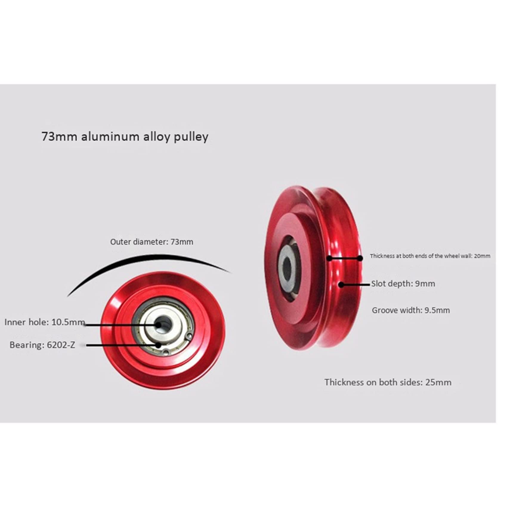 10pz 73Mm Universale Alluminio Sollevamento Carico Pesante Cuscinetto Ruota Puleggia Attrezzatura da Palestra Fitness per Arrampicata Puleggia da