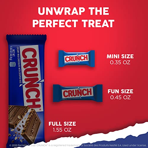 Crunch Milk Chocolate And Crisped Rice, Minis Individually Wrapped Candy Bars, 9.8 Oz, Resealable Share Size, 8 Pack #TOP5