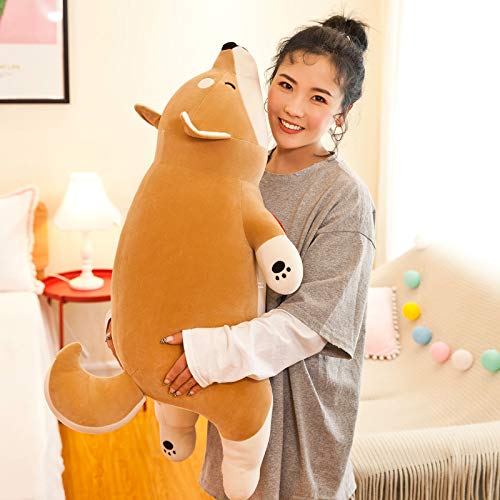 Kawaii Shiba Inu Peluche Giocattolo Carino Marrone Cane Peluche Cuscino Peluche Animale Farcito Bambola Bambini Dormire Placare Bambola Regalo Di Compleanno 90 cm Marrone