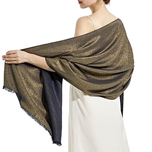 Ciormis Sparkly Metallic Shawls and Wraps Pashmina for Women Evening Dresses Formal Party Women Dressy A#. Light Grey & Silver