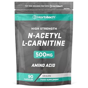 Acetyl L-Carnitine Capsules 500mg | 90 Vegan High Strength Supplements | Amino Acid | by Horbaach