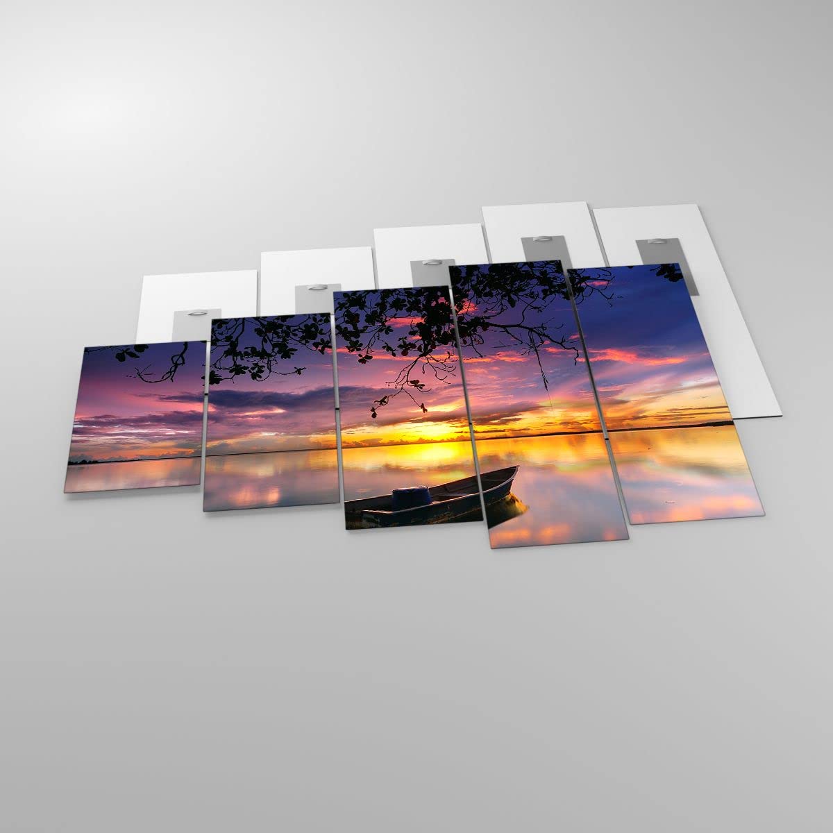 Grand Tableau Sur Verre ARTTOR 125x70cm - Bateau, Plage, Ciel - Déco Murale