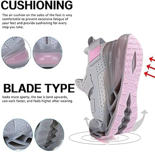Girls Tennis Shoes, Kids Running Sneakers Athletic Breathable Comfortable Non-Slip Mesh Blade Type Sport Shoes （Gray Pink,Size 1 Little Kids） #TOP2