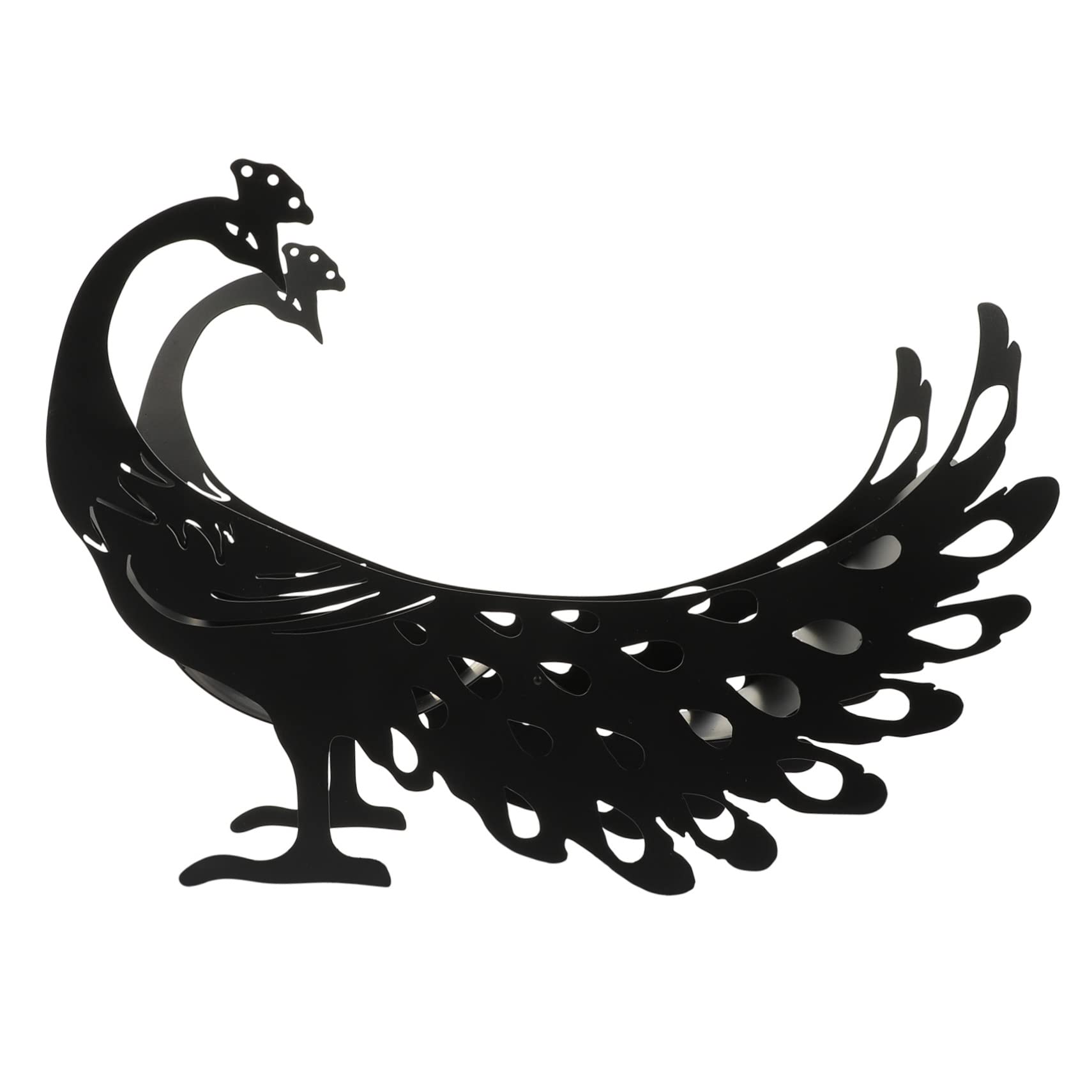 Portarrollos de Papel Higiénico Forma de Pavo Real de Hierro Negro | Almacenamiento Estable, Diseño Creativo para Sala y Cocina, Decoración de Escritorio