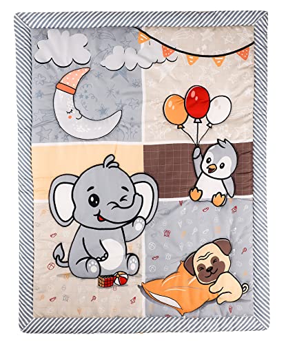 HMtideby Coperta per bambini a tema animale, trapunta per lettino e culla, per bambini e bambine, 84 x 107 cm, elefante grigio