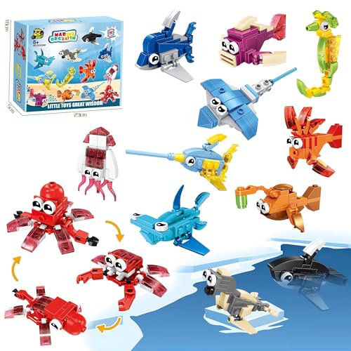 Bambebe 12 Regalos de Fiesta de Cumpleaños Infantil - Juego de Bloques de Construcción de Animales para Niños, Favores de Fiesta y Relleno para Piñata, Juguetes Creativos para Niños de 6 a 12 Años