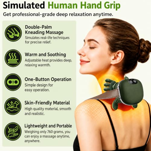 Image of ONESTA Electric Neck Massager with Heat Deep Tissue 4D Kneading Massage Pillow for Neck & Shoulder Pain Relief Portable Rechargeable Cervical Massager Machine for Home Office & Travel