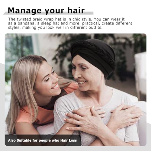 Image of DRESHOW Turban Pre-Tied Twisted Hat Thread African Head Wraps for Black Women Chemo Cancer Cap Braid Hair Cover