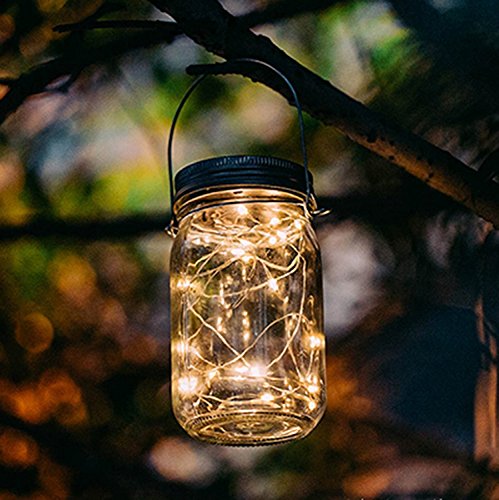 WERTIOO 6 Pack Solar Mason Jars Lights,30 LEDs Hanging Solar Lanterns Garden Decor Outdoor Lights Warm White Table Decor Fairy Lights for Patio Wedding Christmas Party
