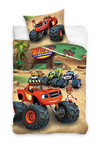 Carbotex Blaze and The Monster Machines - Juego de cama infantil (135 x 200 cm + 80 x 80 cm)