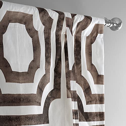 Image of HPD Half Price Drapes Room Darkening Tie Up Curtains 46 X 63 Inch Mecca Printed Cotton Window Roll Up Balloon Curtain for Living Room, Kitchen PRTW-TUD23-63 (1 Panel), Mecca Brown