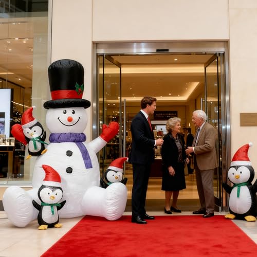 Décoration de Noël gonflable extérieure grand format avec pingouins LED