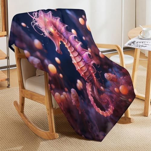 Couverture plaid flanelle polaire lit canapé motif animal cheval impression 3D grande taille
