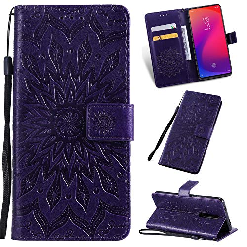 Couverture holster Xiaomi Mi 9T Pro en cuir PU motif tournesol et étui clapet horizontal