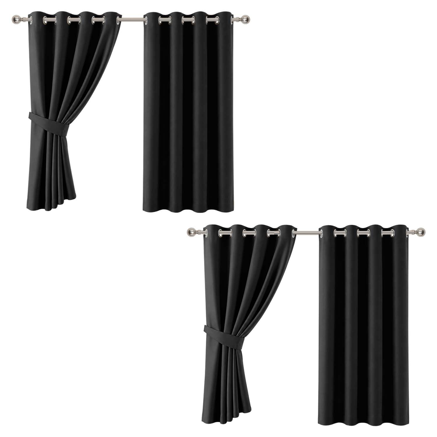Aspire Homeware Black Out Curtains For Bedroom 46X54 Curtains Super Soft Thermal Insulated Privacy Eyelet Curtain 4 Panels With Tiebacks