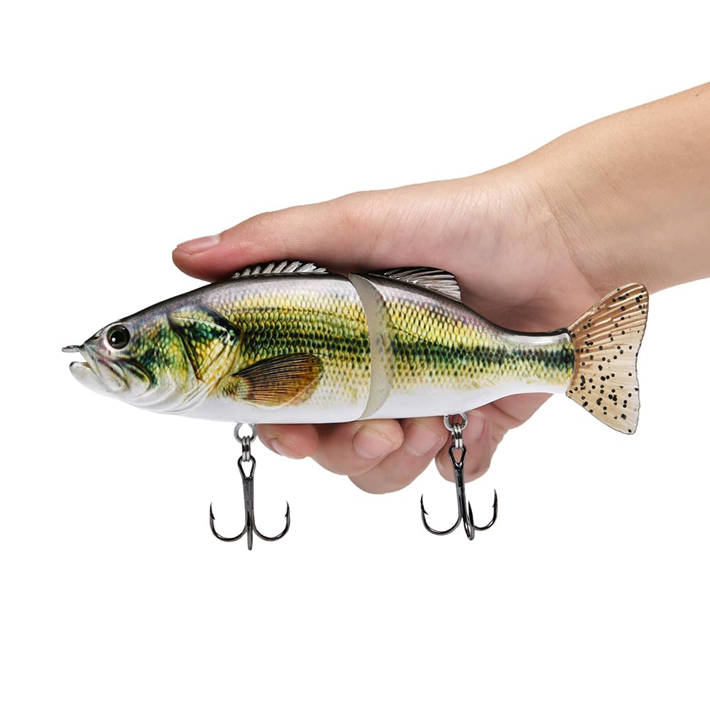 Extra Super Large Swim Bait Slow Sinking Multi Jointed Fishing Lures Bait,8 Segment Giant Fishing Lures,Crankbaits Swimbaits with Treble Hook (Gray) : Sports & Outdoors