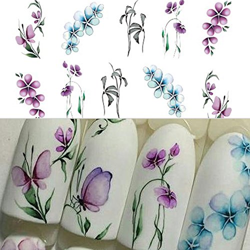 Women Beautiful Flower Pattern Nail Art Decoration Stickers Floral Nail Decals for 1 Sheet (3)