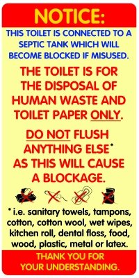 Par de avisos de advertencia impermeables/adhesivos para baños sépticos y sistemas Cover