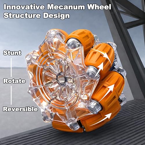 Image of VGRASSP Dual Control Twisting Drift Stunt Car Toy for Kids with Remote Control and Gesture Wrist Controller - Rechargeable 360 Rotating RC Car Toy with LED Lights, Sound Effects - Orange