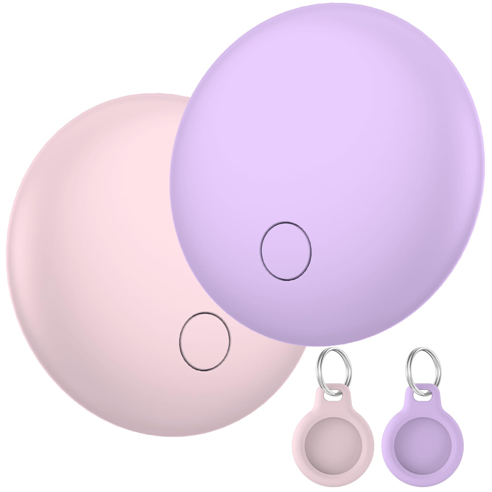 Smart AirTag Set di 2 pezzi, il cercachiavi funziona con l'app Find Me (solo iOS), localizzatore gps per chiavi, portafogli, segnale acustico forte, IP67 Air tag localizador (Rosa e Viola)
