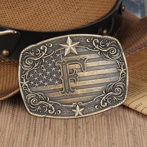 Image of Western Belt Buckle for Men Women Initial Letter A to Z Cowboy Belt Buckle Texas Buckle hebillas vaqueras para hombre