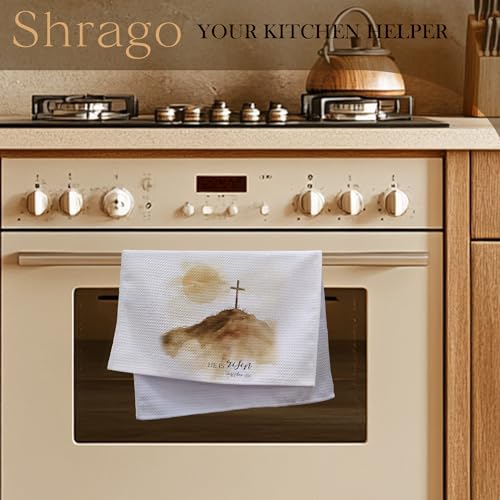 Image of He is Risen Easter Kitchen Towels, Christian Easter Dish Tea Towels for Kitchen, Matthew 28:6 Bible Verse Decorative Hand Towel for Bathroom Decor, 16x24 Inch